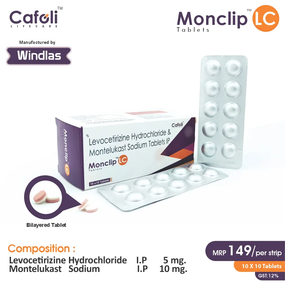 Levocetirizine  + Montelukast Bilayered Tablet at the best price in PCD Pharma Franchise for Antihistamine, Allergy and Asthma Relief.